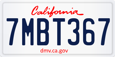 CA license plate 7MBT367