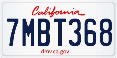 CA license plate 7MBT368