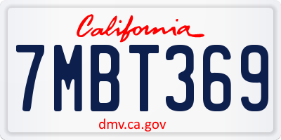CA license plate 7MBT369