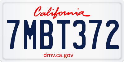 CA license plate 7MBT372