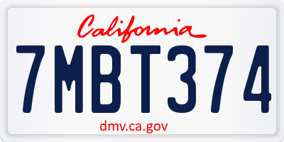 CA license plate 7MBT374