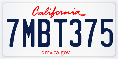 CA license plate 7MBT375