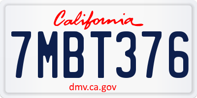 CA license plate 7MBT376