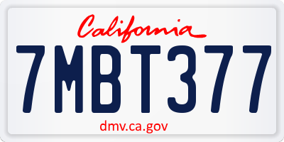 CA license plate 7MBT377