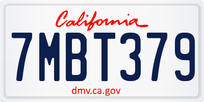 CA license plate 7MBT379