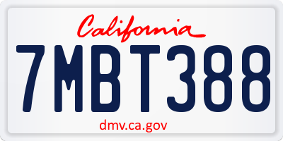 CA license plate 7MBT388