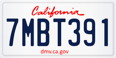 CA license plate 7MBT391