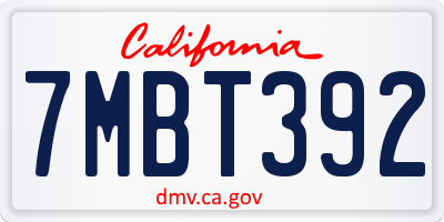 CA license plate 7MBT392