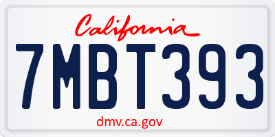 CA license plate 7MBT393