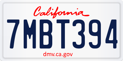 CA license plate 7MBT394