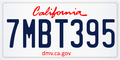 CA license plate 7MBT395