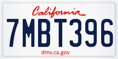 CA license plate 7MBT396