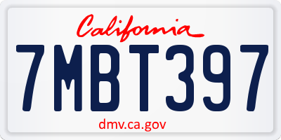 CA license plate 7MBT397
