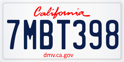 CA license plate 7MBT398