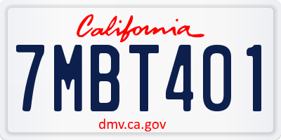 CA license plate 7MBT401