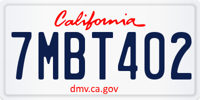 CA license plate 7MBT402