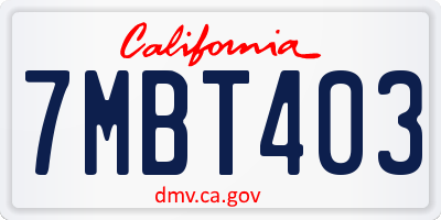 CA license plate 7MBT403