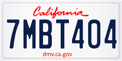 CA license plate 7MBT404