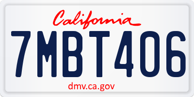 CA license plate 7MBT406
