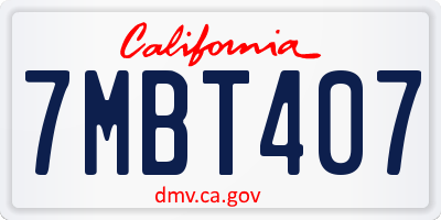 CA license plate 7MBT407