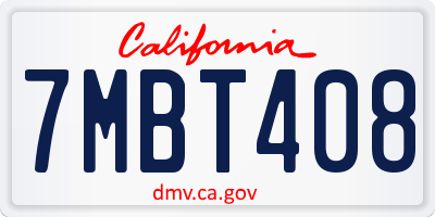 CA license plate 7MBT408