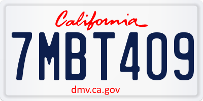 CA license plate 7MBT409