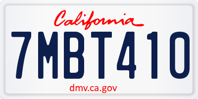 CA license plate 7MBT410