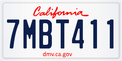 CA license plate 7MBT411