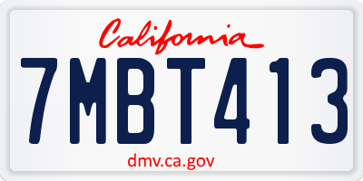 CA license plate 7MBT413