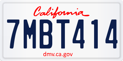 CA license plate 7MBT414