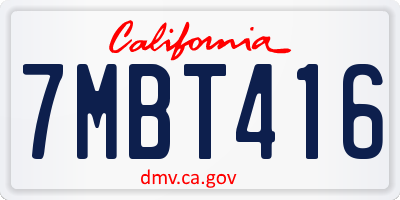 CA license plate 7MBT416