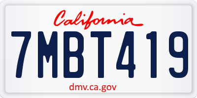 CA license plate 7MBT419