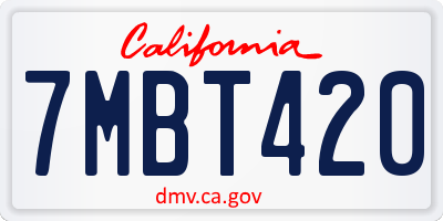 CA license plate 7MBT420