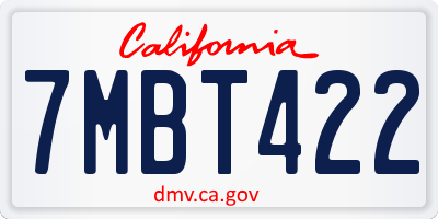 CA license plate 7MBT422