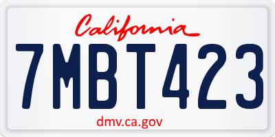 CA license plate 7MBT423