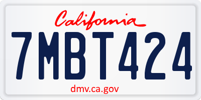 CA license plate 7MBT424