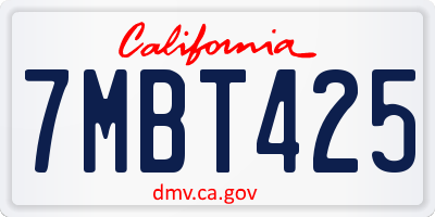 CA license plate 7MBT425