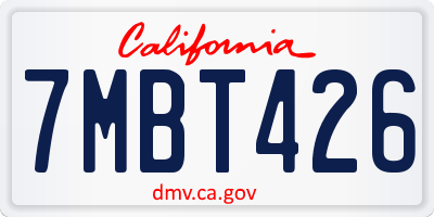CA license plate 7MBT426