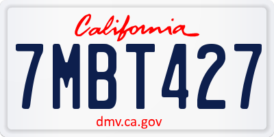 CA license plate 7MBT427