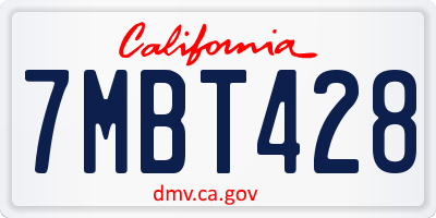 CA license plate 7MBT428