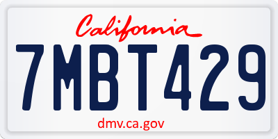 CA license plate 7MBT429