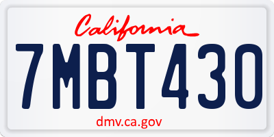CA license plate 7MBT430