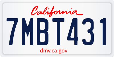 CA license plate 7MBT431