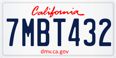 CA license plate 7MBT432