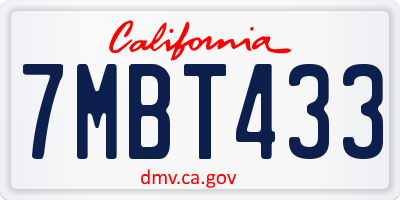 CA license plate 7MBT433