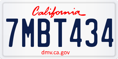 CA license plate 7MBT434