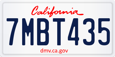 CA license plate 7MBT435