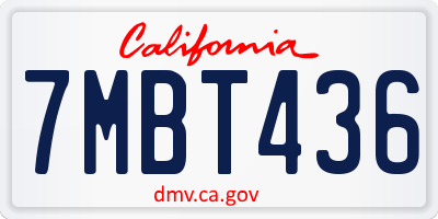 CA license plate 7MBT436