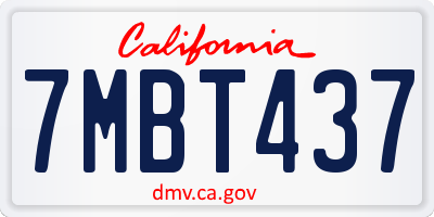 CA license plate 7MBT437