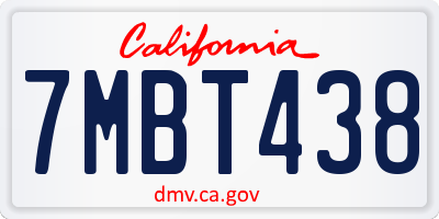 CA license plate 7MBT438